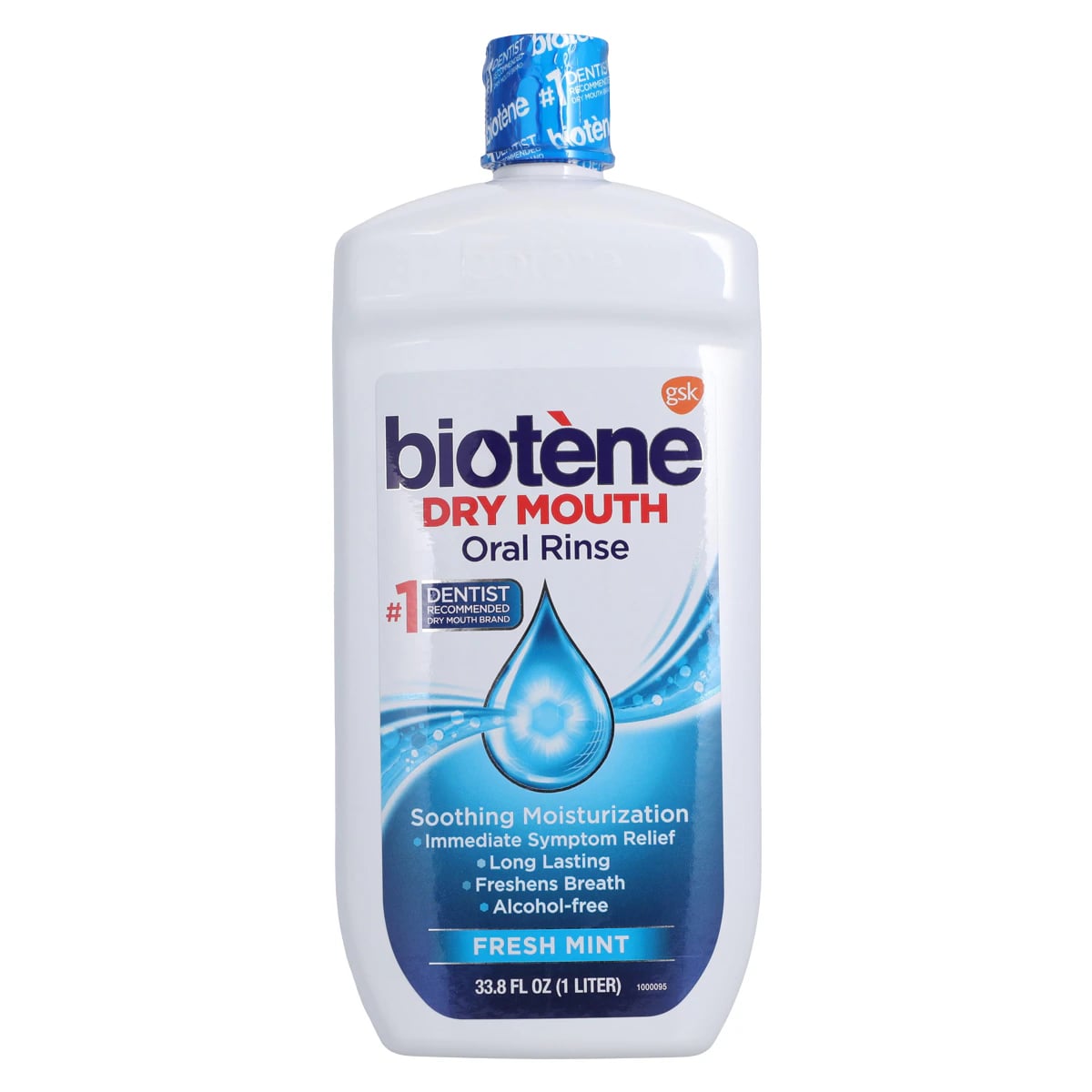 Biotene Dry Mouth Oral Rinse, 33.8 oz, Mild Mint, Alcohol-Free, Fluoride-Free
