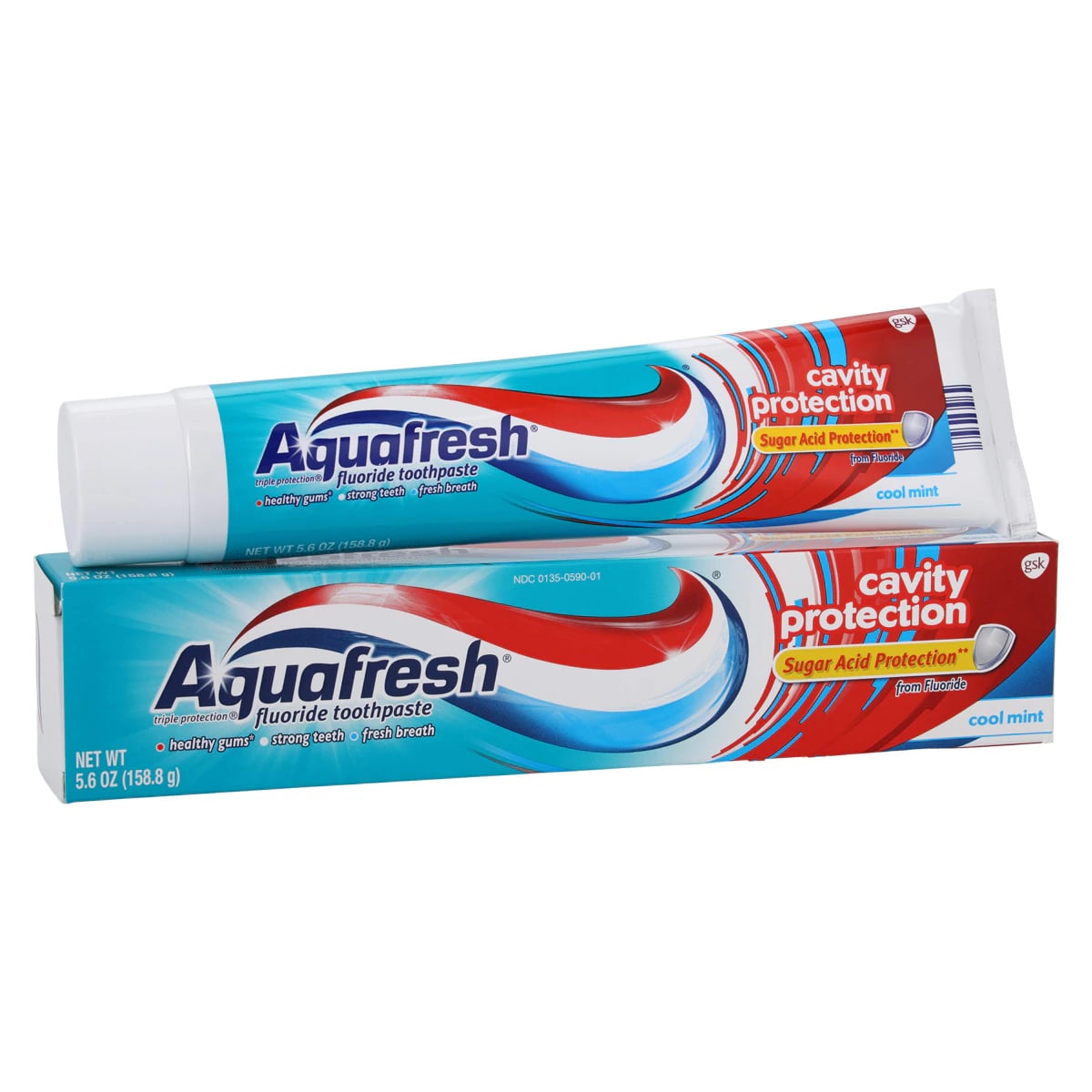 Aquafresh Cavity Protection Cool Mint Toothpaste, 5.6 oz Tube, 0.25% NaF