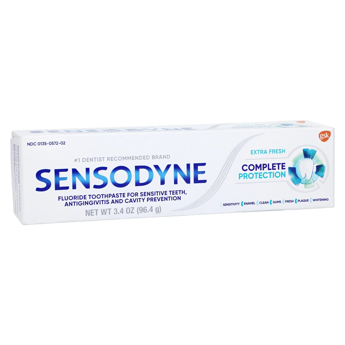 Sensodyne Complete Toothpaste, Extra Fresh Flavor, Fluoride, 3.4 oz Tube