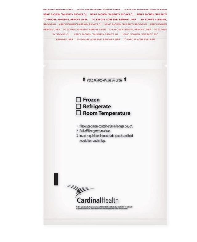 Cardinal Health Biohazard Specimen Transport Bag, 6x9", Plain Zip Closure, 2 mil, 3-Wall, 1000/Case
