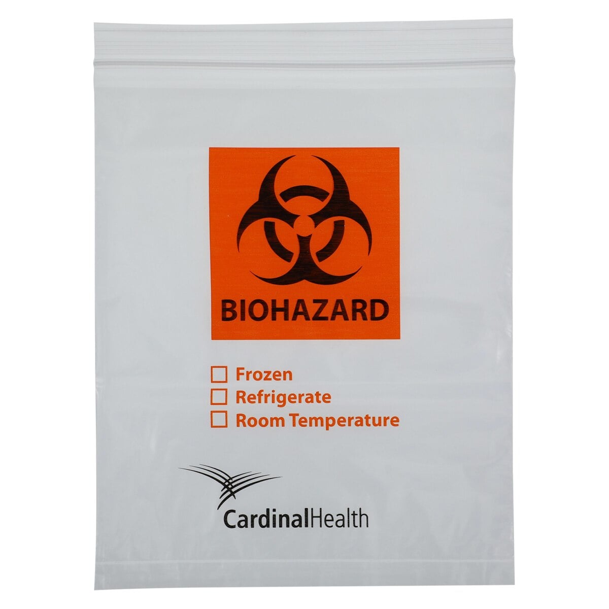 Cardinal Health Biohazard Transport Bag, 8x10", Clear, Zip Closure, 3 Wall, 1000/Case