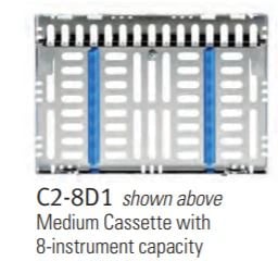 Nordent Sterilization Cassette, Stainless Steel, Medium, 8 Instruments with Divider, Blueberry, 5.5"W x 8"L x 1.25"H