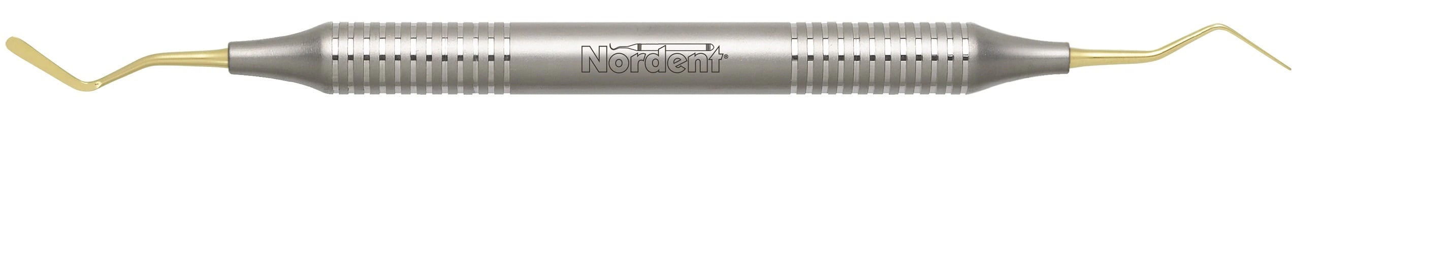 Nordent #4T Composite Placement Instrument, Double Paddle, Titanium Nitride Coated, DuraLite Round Handle, Double End