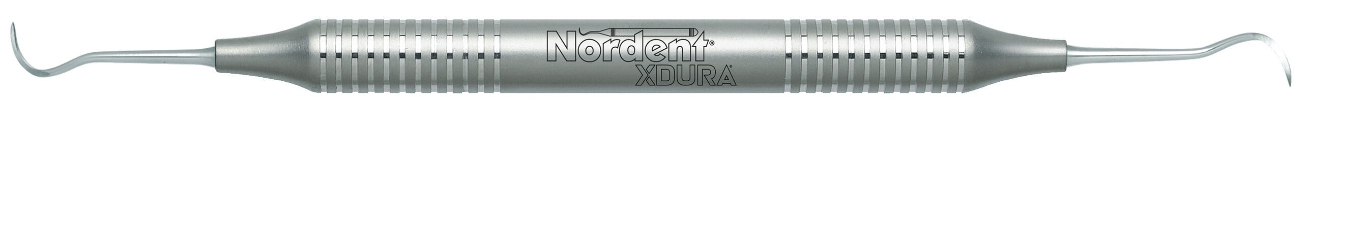 Nordent XDURA NMJ Offset Sickle Scaler, Universal R138, Double End, DuraLite Round Handle, Stainless Steel