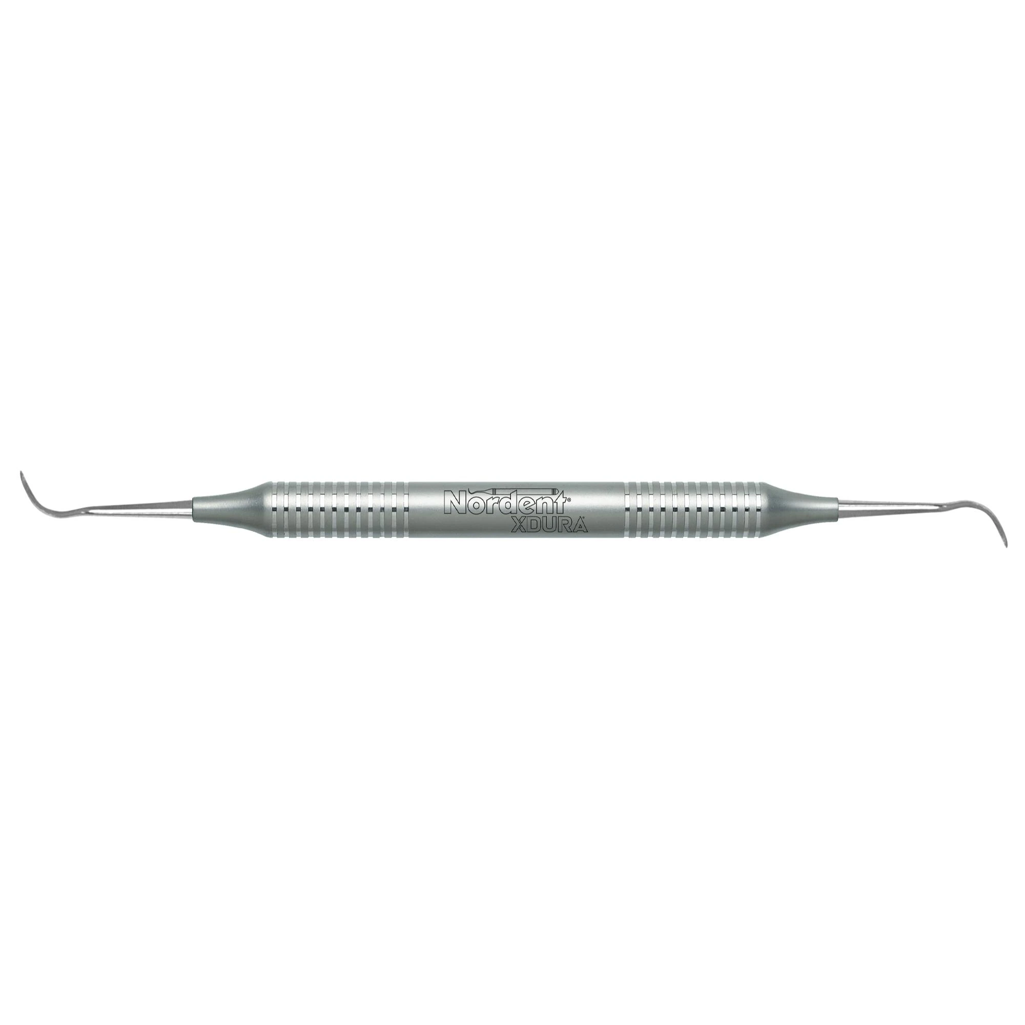 Nordent Xdura Sickle Scaler #4, Posterior Offset Universal, Double-Ended, DuraLite Round Handle, Stainless Steel, RENSN4