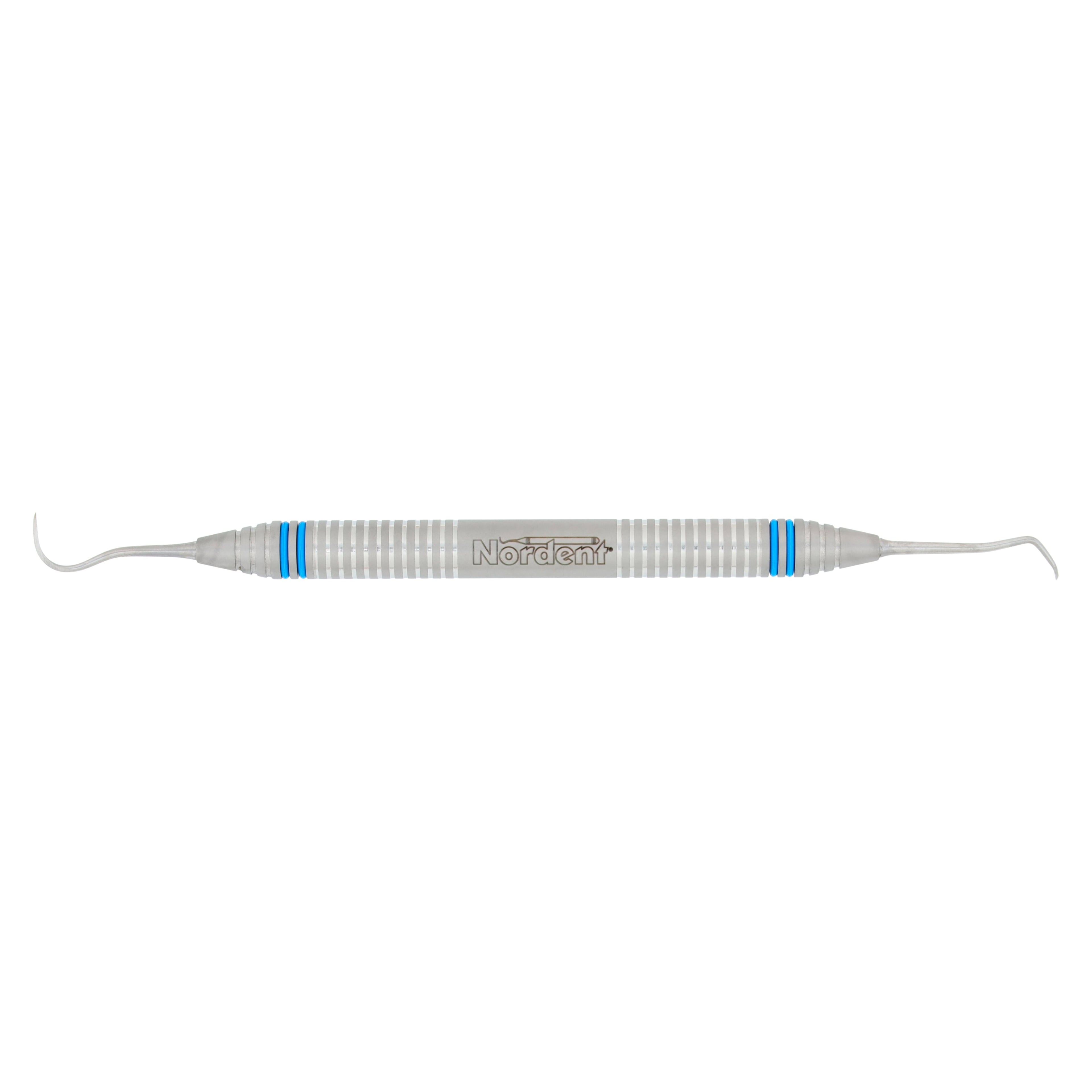 Nordent Classic Scaler DE Anterior Sickle #N5-Contra-Angle Spoon #1 DuraLite ColorRings Handle