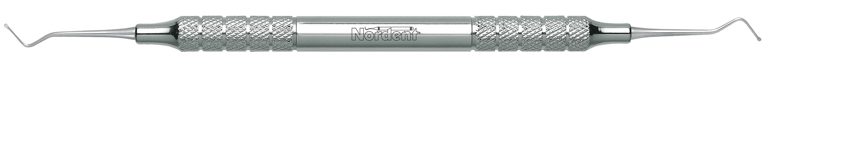 Nordent Excavator #1S (38/39), Double End, Spoon, 1 mm Head, 6 mm Shank, 50° Angle, Standard Handle, Stainless Steel, REC1S