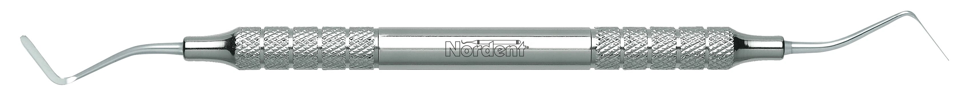 Nordent Gingival Cord Packer, Double End, Serrated, #N122, Opposing Angles, Medium Round Handle