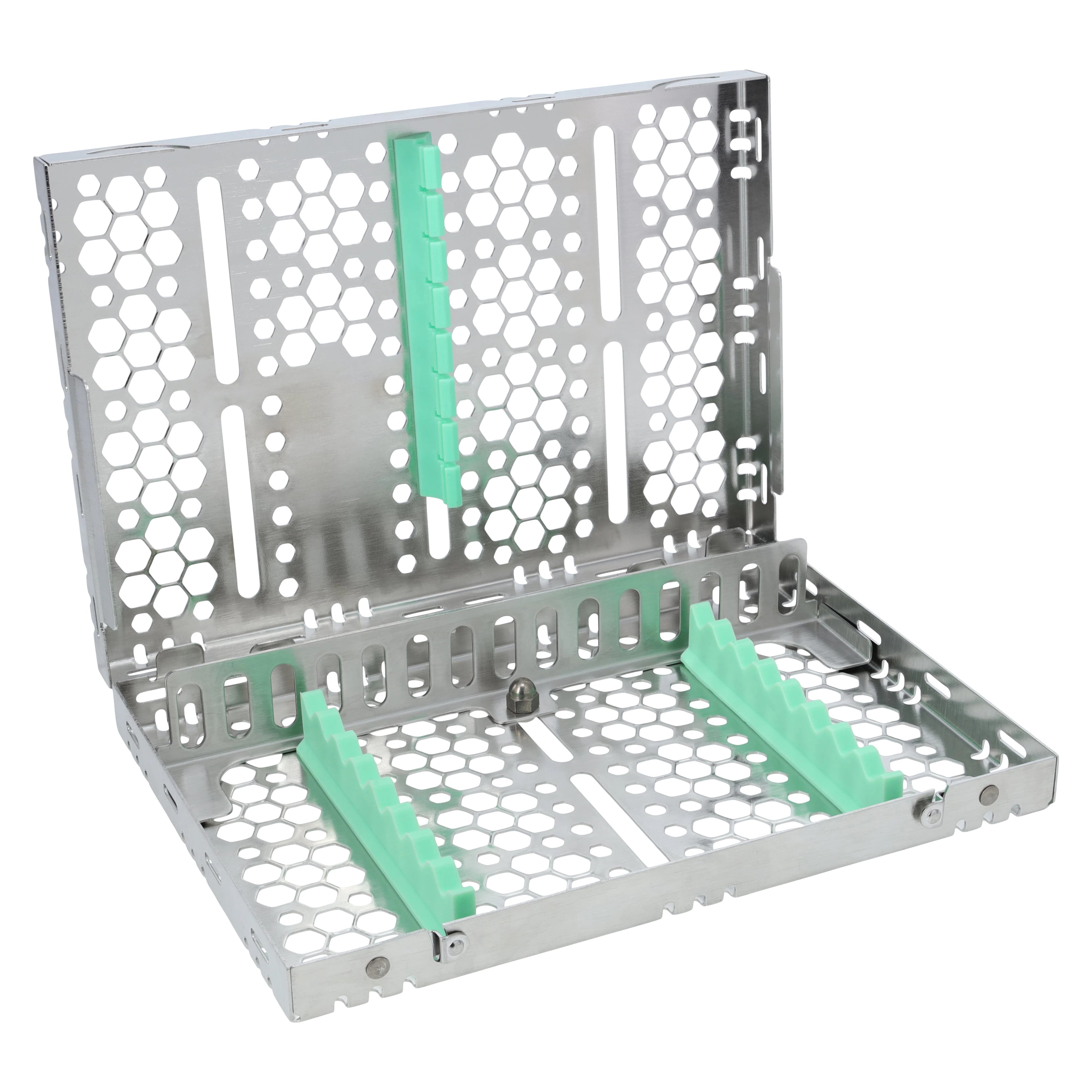 Nordent Cassette Medium 8 Instrument, Single Sided with Divider, Light Green, Stainless Steel, 5.5 x 8 x 1.25 in, CH2-8D5