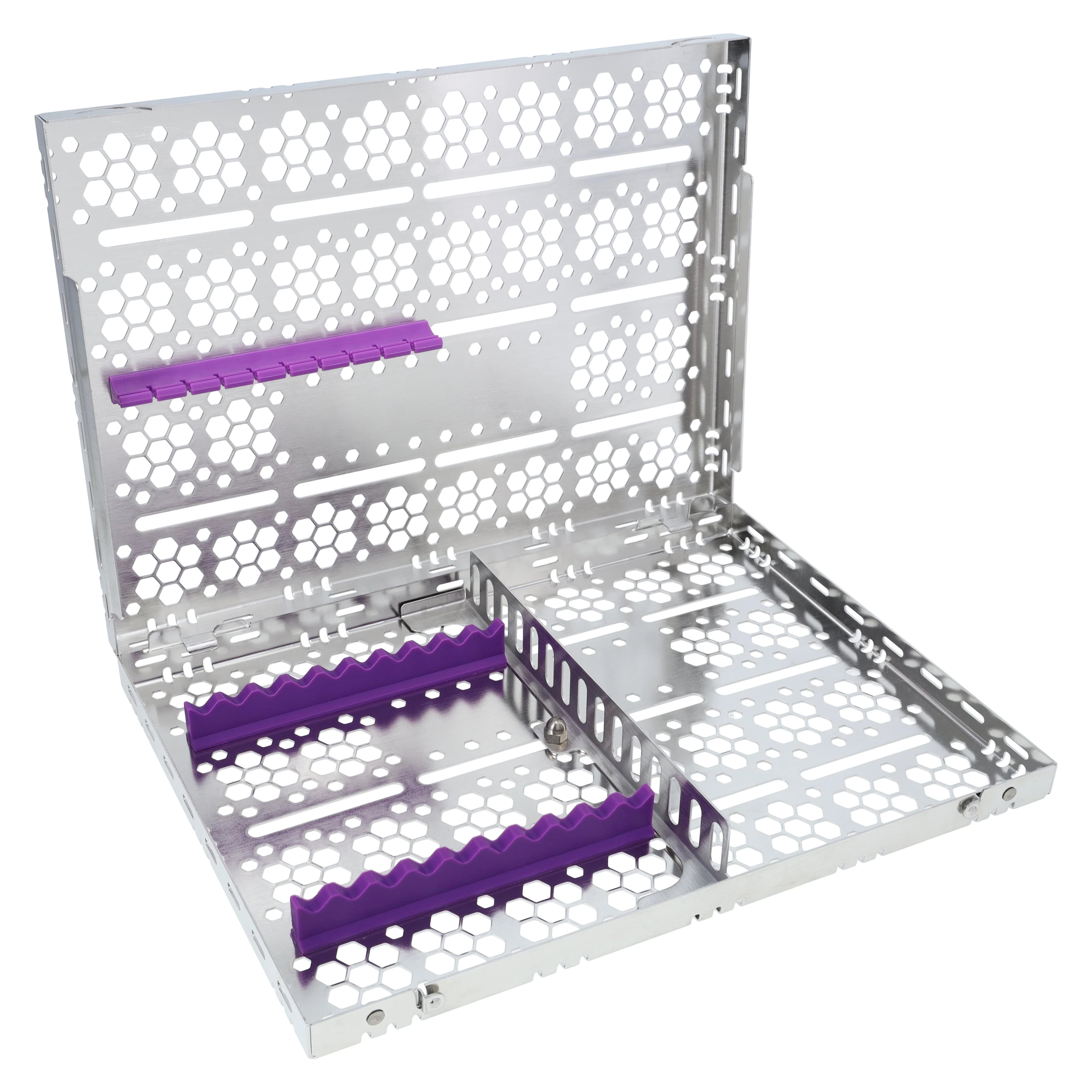 Nordent Cassette Single Sided Large Stainless Steel 10 Instruments with Divider, Purple, 8 in x 11 in x 1.25 in, CH3-10D7