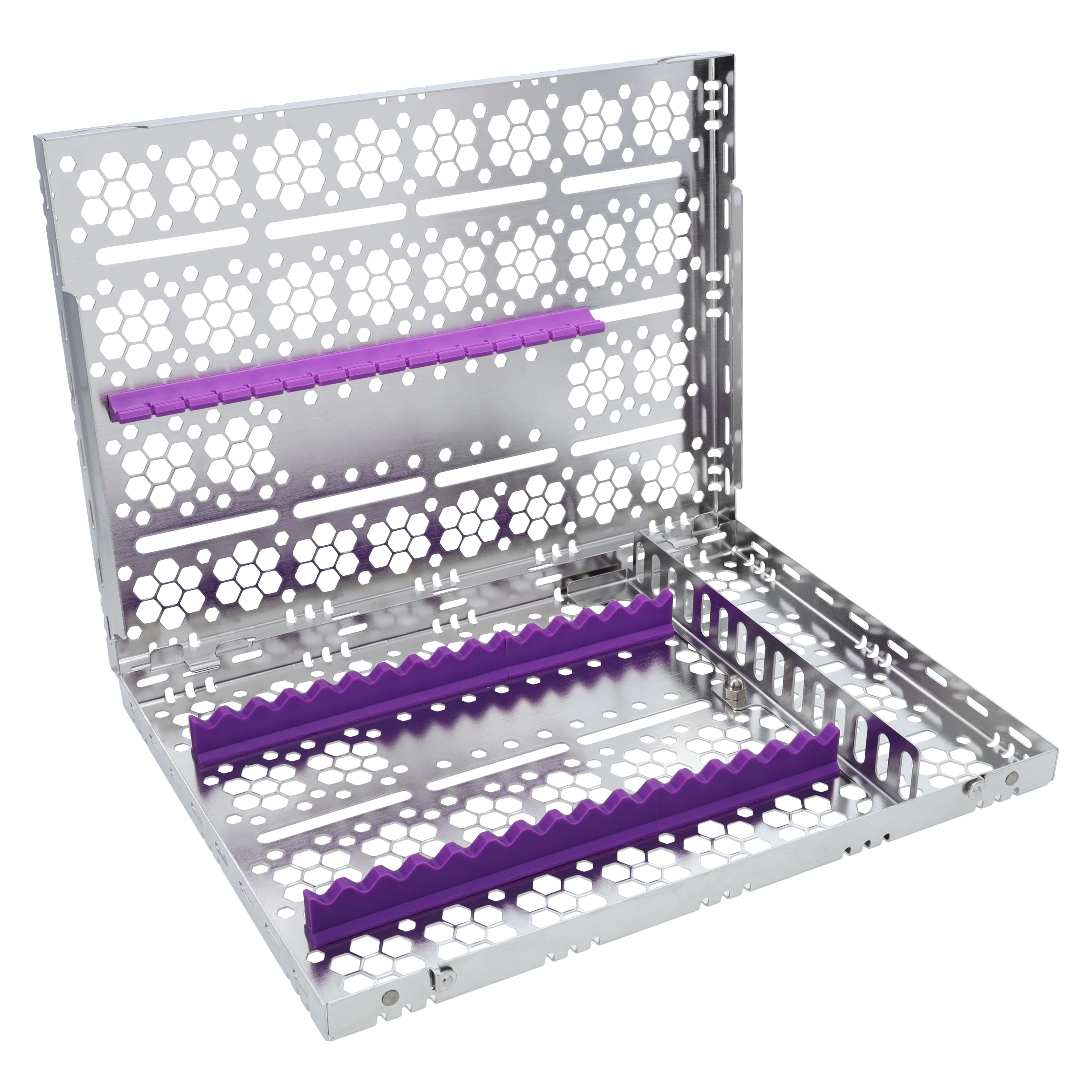 Nordent Cassette Large Single Sided Stainless Steel 16 Instruments with Divider, Purple, 8 in x 11 in x 1.25 in, CH3-16D7