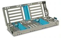 Nordent Sterilization Cassette, Single-Sided, Small, 5 Instruments, Blueberry Blue, Stainless Steel, 3" x 8" x 1.25"