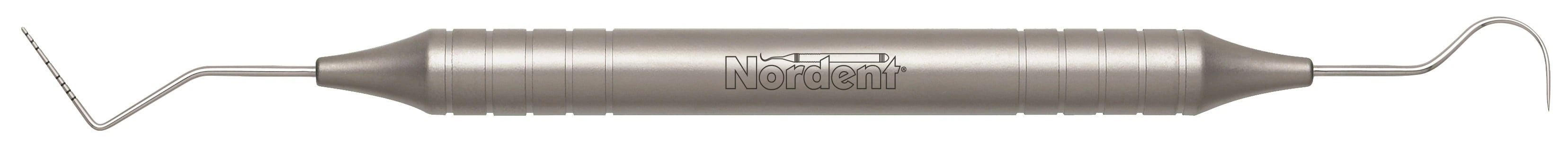 Nordent Expro OW-23 Double-Ended Color-Coded Williams Probe with #23 Shepherd's Hook Explorer, DuraLite Round Handle, Stainless Steel, 1 Each