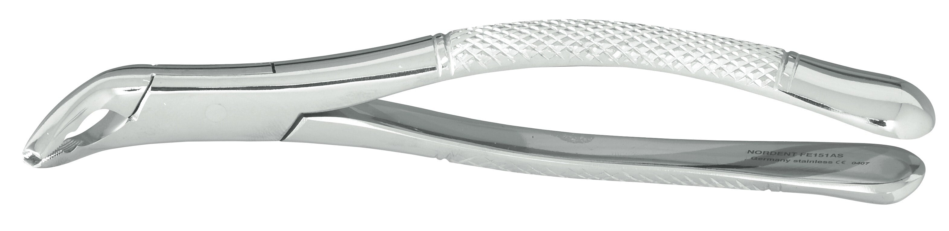 Nordent Extraction Forceps, Lower Universal Anatomical Beaks, Serrated, Stainless Steel, #151AS