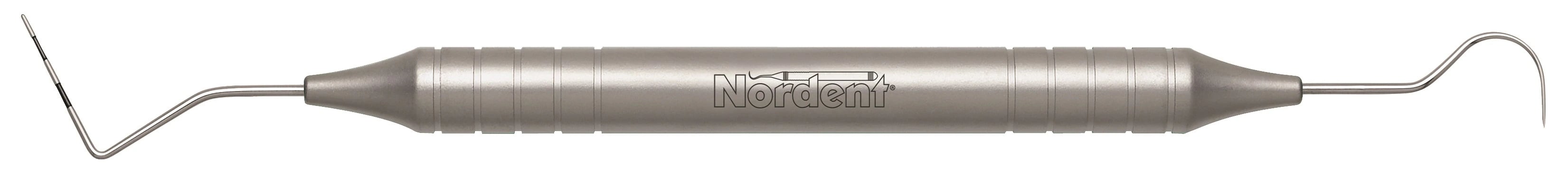 Nordent Expro N33/23 Double-Ended Color-Coded Probe/Explorer, DuraLite Round Handle, 3-6-9-12 mm Markings, #23 Shepherd's Hook, 1 Each