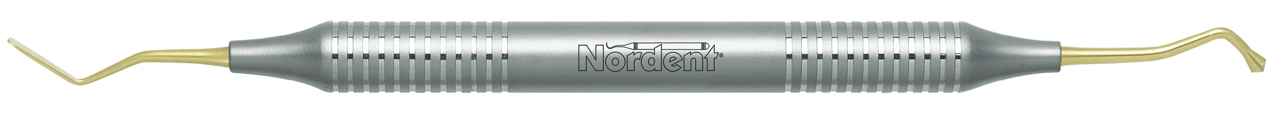 Nordent Composite Placement Instrument #22T, Double-Ended Paddle/Acorn, Titanium Nitride Coated, DuraLite Round Handle, Stainless Steel, REPFI22T
