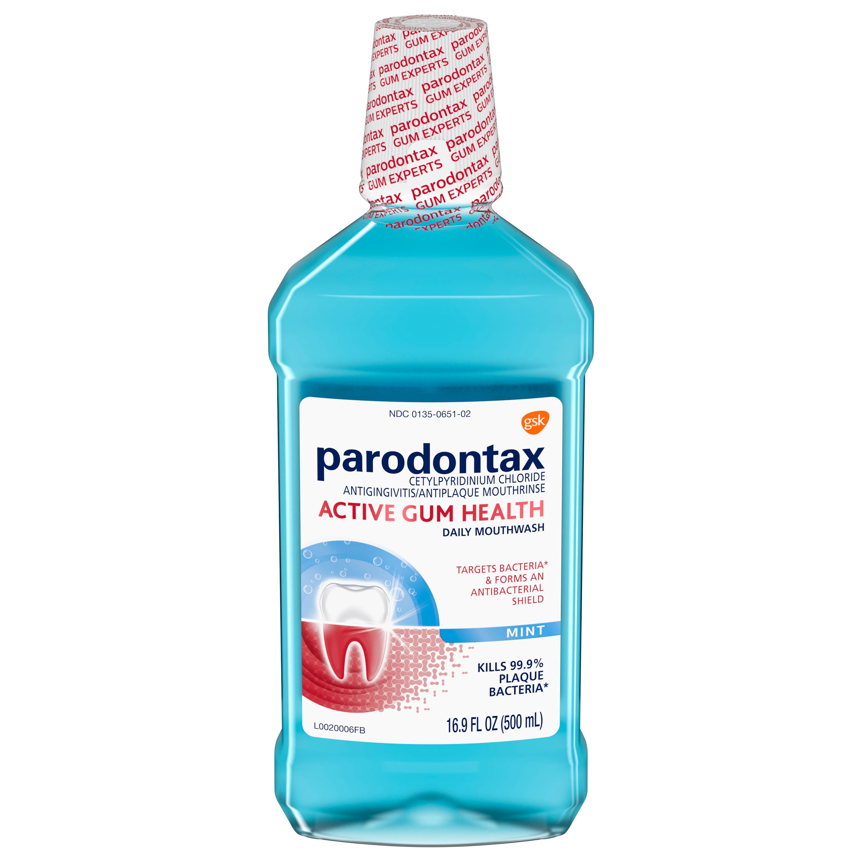 Parodontax Antibacterial Mouthwash, Mint, 500 mL, 8/Case