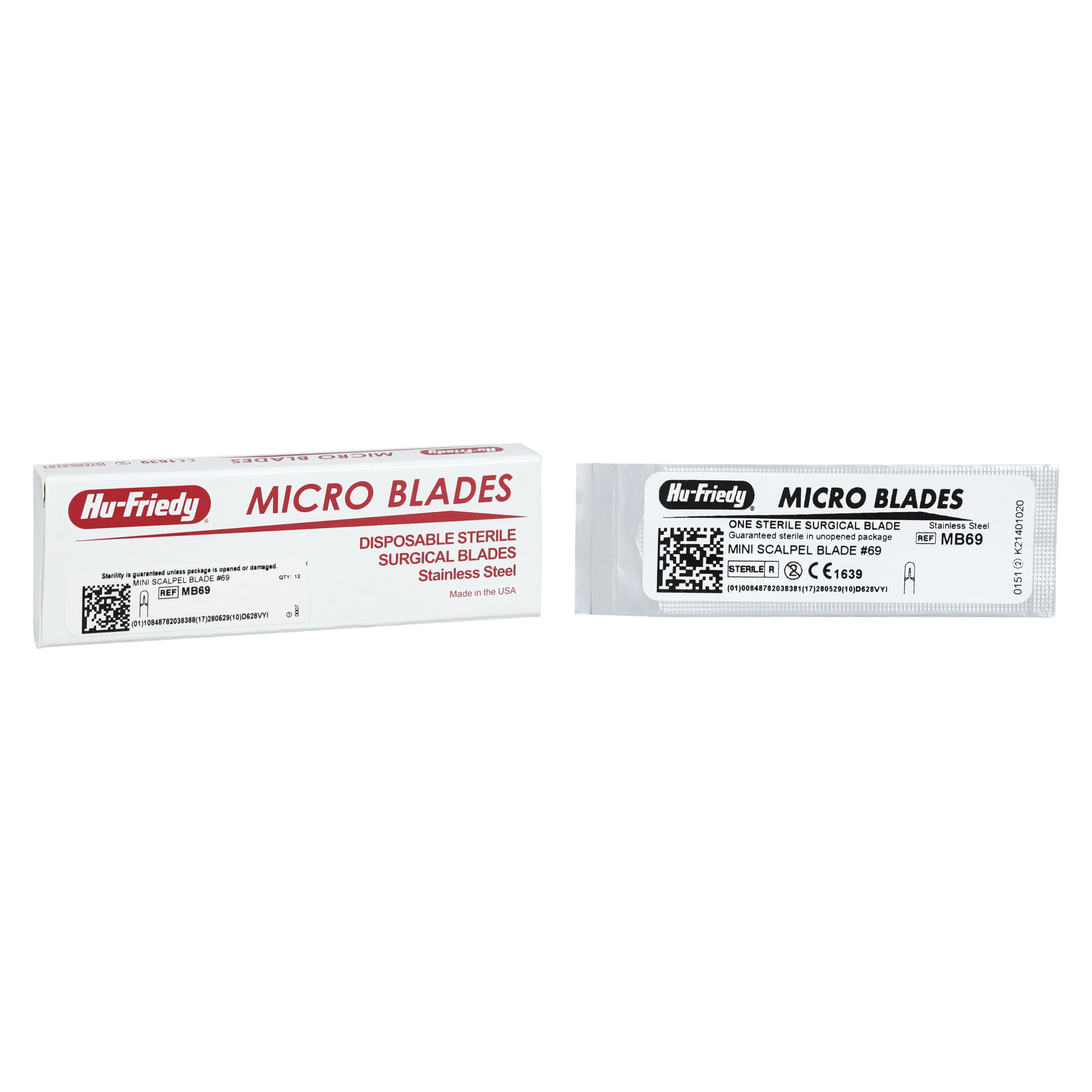 Hu-Friedy Mini Full Radius Round Scalpel Blade #69, Sterile, 12/Box, MB69