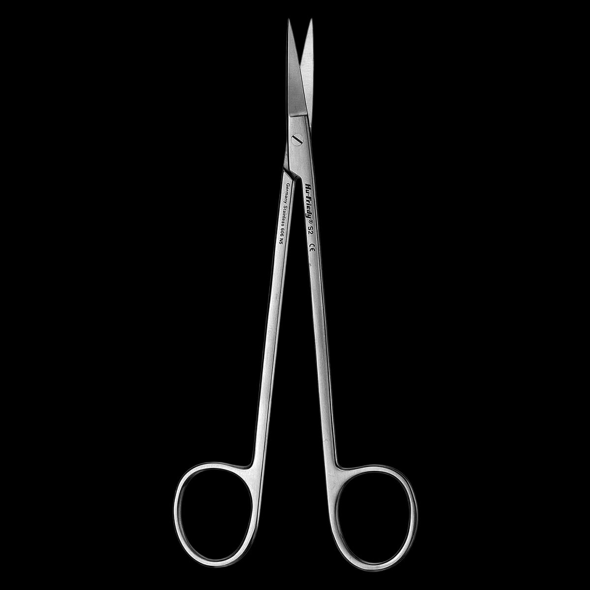 Hu-Friedy Kelly Scissors, Standard Series, Straight Pointed, #2, 6-1/4", One Serrated Blade, 1/Pk, S2