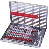 Hu-Friedy MTO IMS Instrument Cassette, Stainless Steel, Green/Red, 16 Instruments, Autoclavable