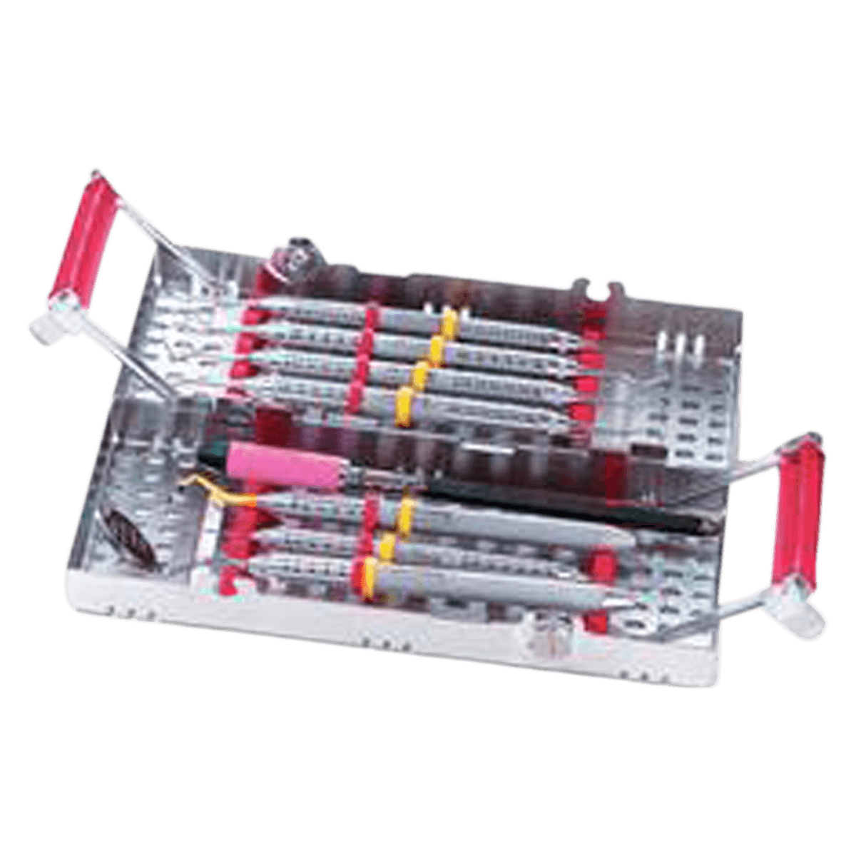 IMS® Signature Series® Double-Decker® Cassettes, 8-Instrument Capacity, 3" x 8" x 1.5", Red, Stainless Steel, IM9080
