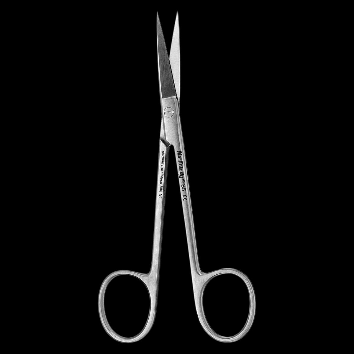 Hu-Friedy #5 Wagner Straight Surgical Scissors, 4.5" (11.5 cm), One Serrated Blade, Stainless Steel, 1 Each