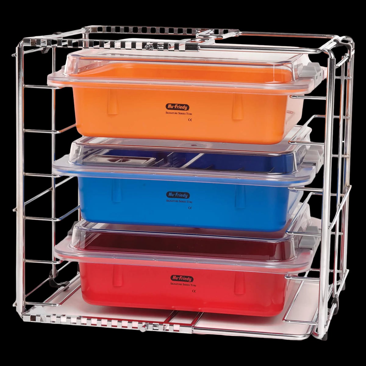 Hu-Friedy IMS Signature Series Adjustable 3 Tub Rack, Metal, White, IMS-1433