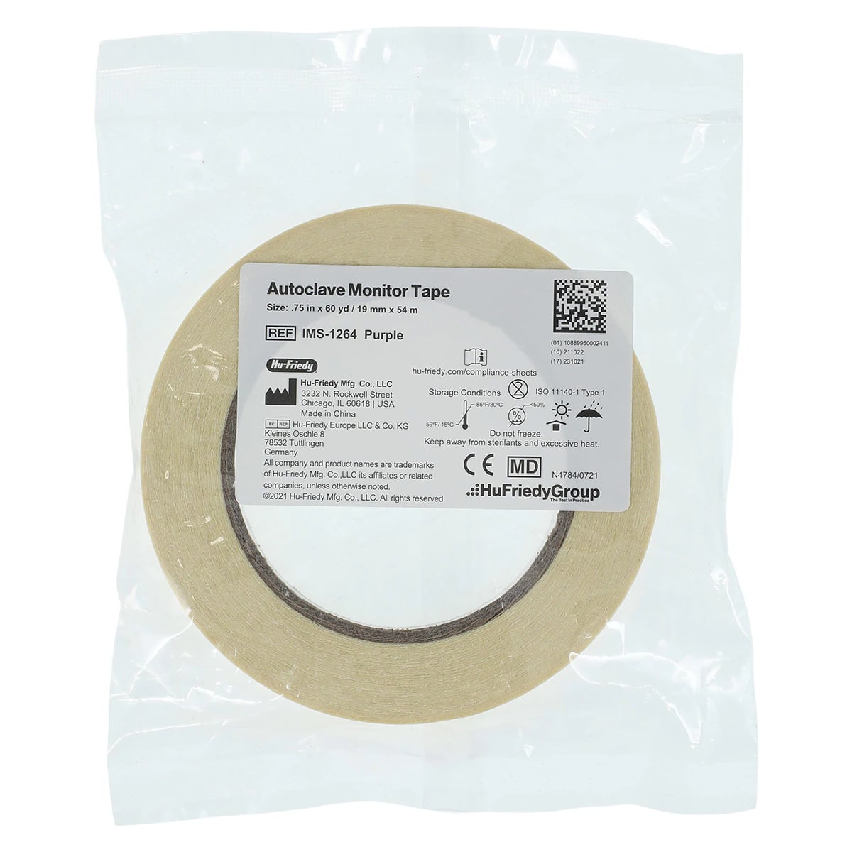 Hu-Friedy IMS Autoclave Monitor Tape, Purple, 3/4" x 60 yd Roll, IMS-1264