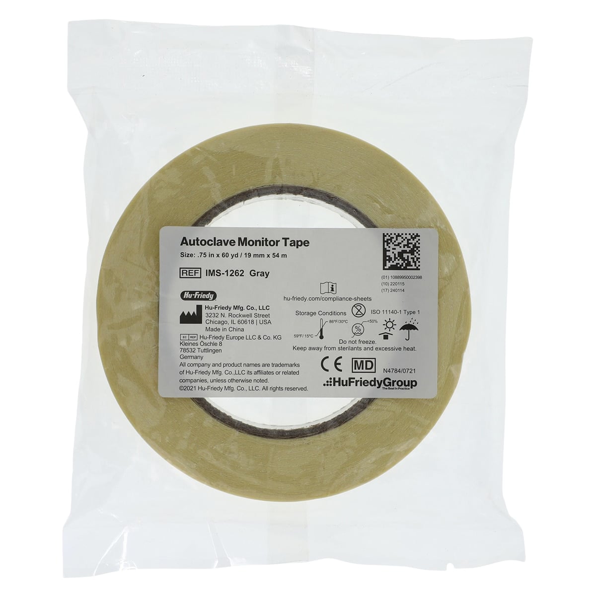 Hu-Friedy IMS Autoclave Monitor Tape, Gray, 3/4" x 60 yd, IMS-1262