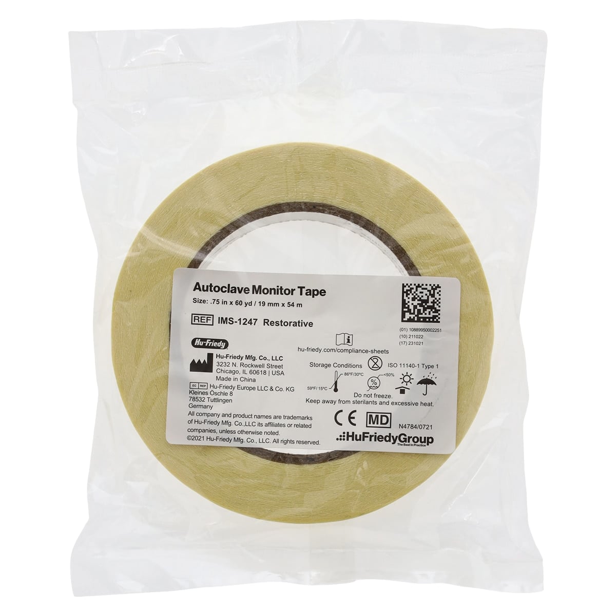 Hu-Friedy IMS Autoclave Monitor Tape, Restorative, 3/4" x 60 yd, IMS-1247