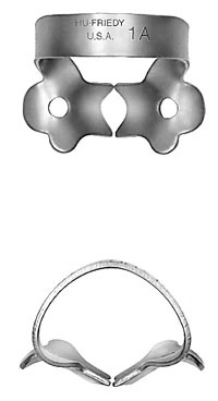 Hu-Friedy Satin Steel Rubber Dam Clamp #1A, Winged, for Canines and Premolars, 1 Each