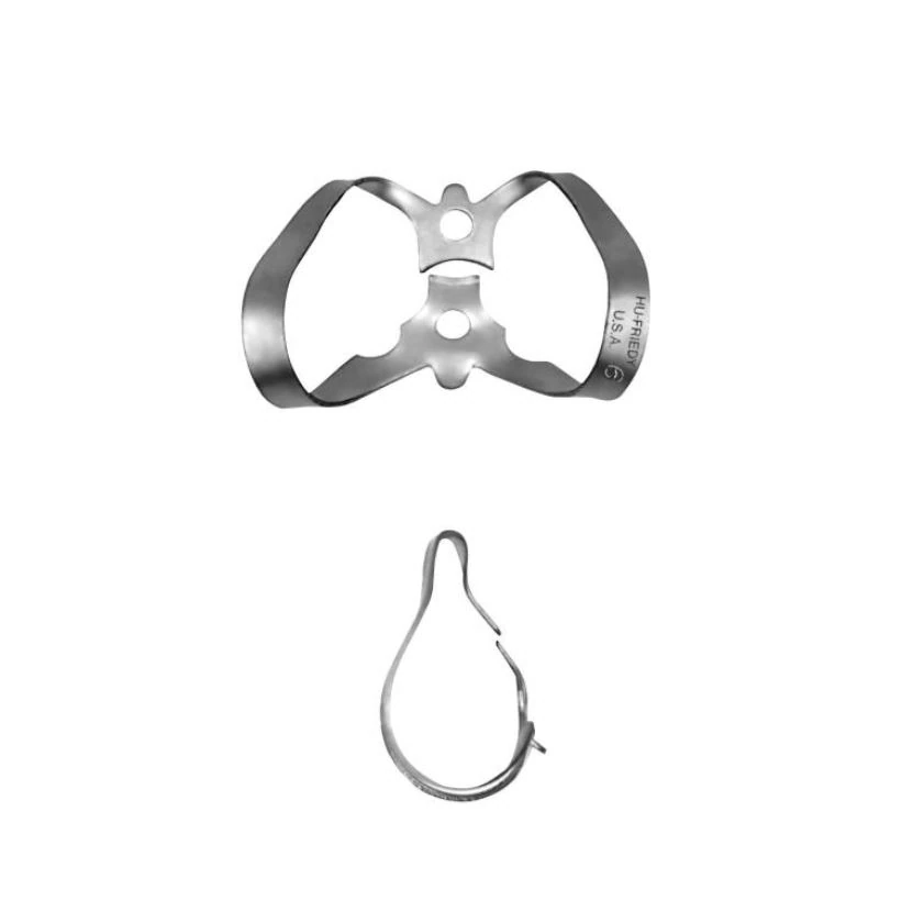 Hu-Friedy Satin Steel Rubber Dam Clamp, #6, Anterior, Winged, 1/Pk, RDCM6
