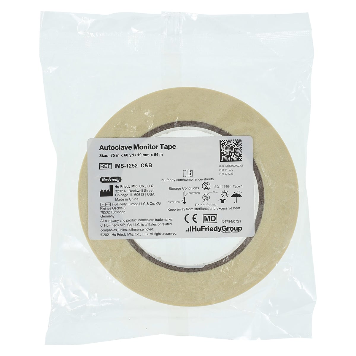 Hu-Friedy IMS Autoclave Monitor Tape, Crown & Bridge, 3/4" x 60 yd, IMS-1252