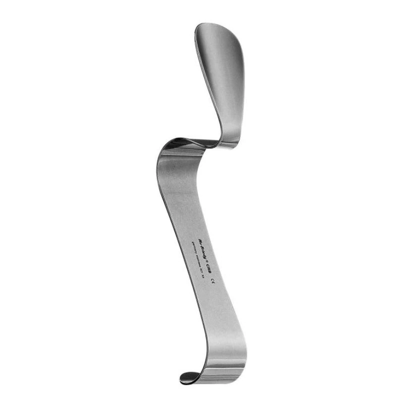 Hu-Friedy Bishop Cheek Retractor, Silver, Surgical Grade Stainless Steel, 5.3"