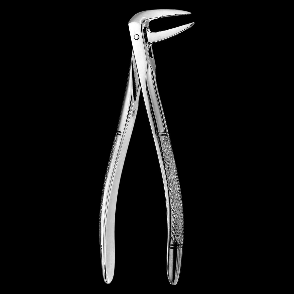 Hu-Friedy Extraction Forceps, Root, 233 European-Style, Serrated, Lower Roots, Stainless Steel, FX233