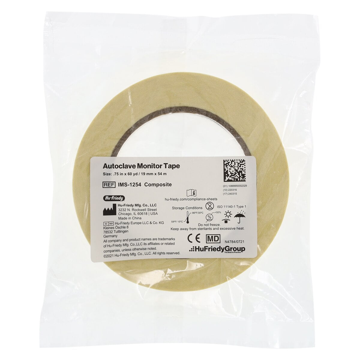 Hu-Friedy IMS Pre-Printed Monitor Tape, Composite, 3/4" x 60 yd, IMS-1254