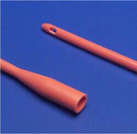 Dover Intermittent Catheter, Rounded Tip, Red Rubber, 18 Fr