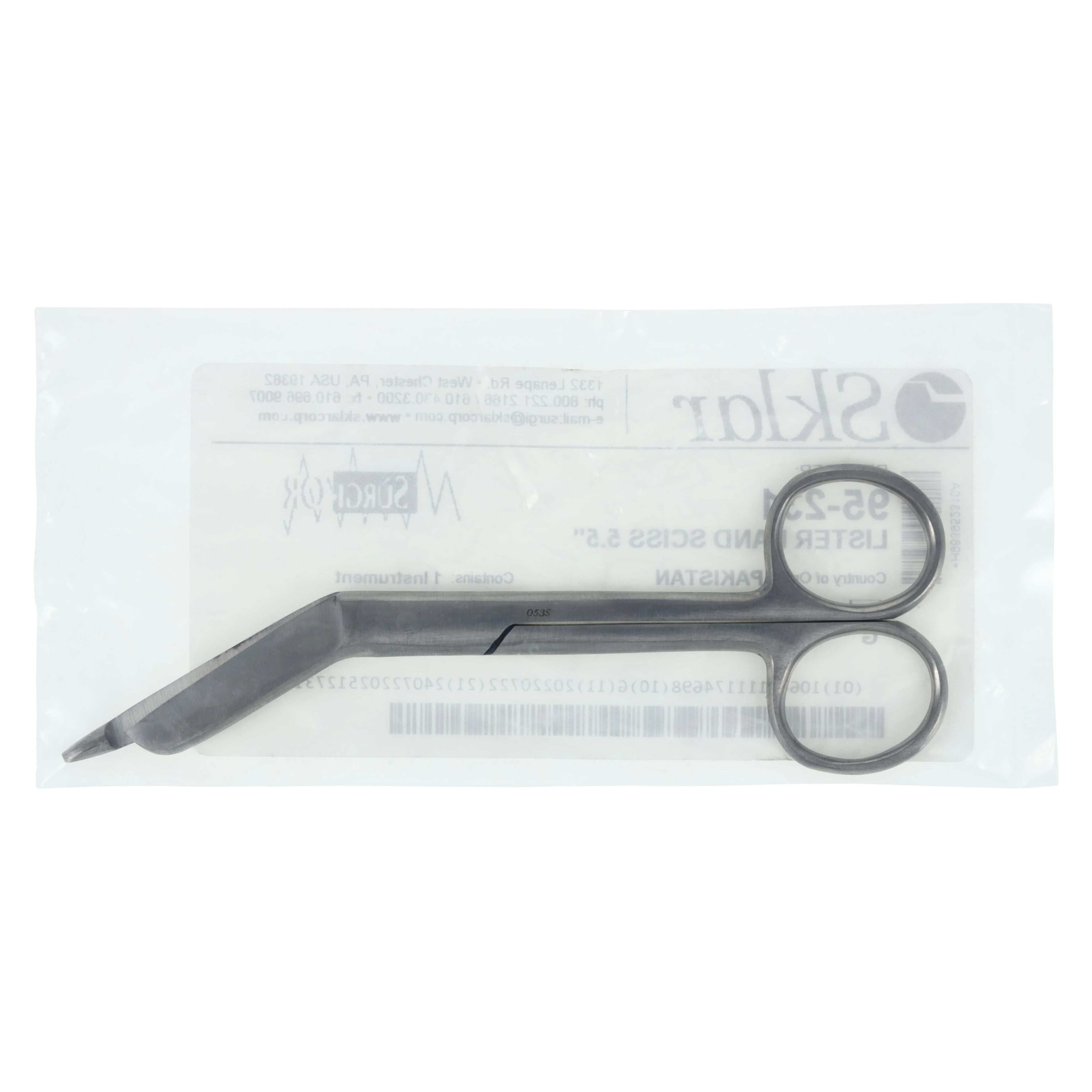Sklar Surgi-OR Lister Bandage Scissors, Angled, 5-1/2", Stainless Steel, Non-Sterile, Reusable, Each