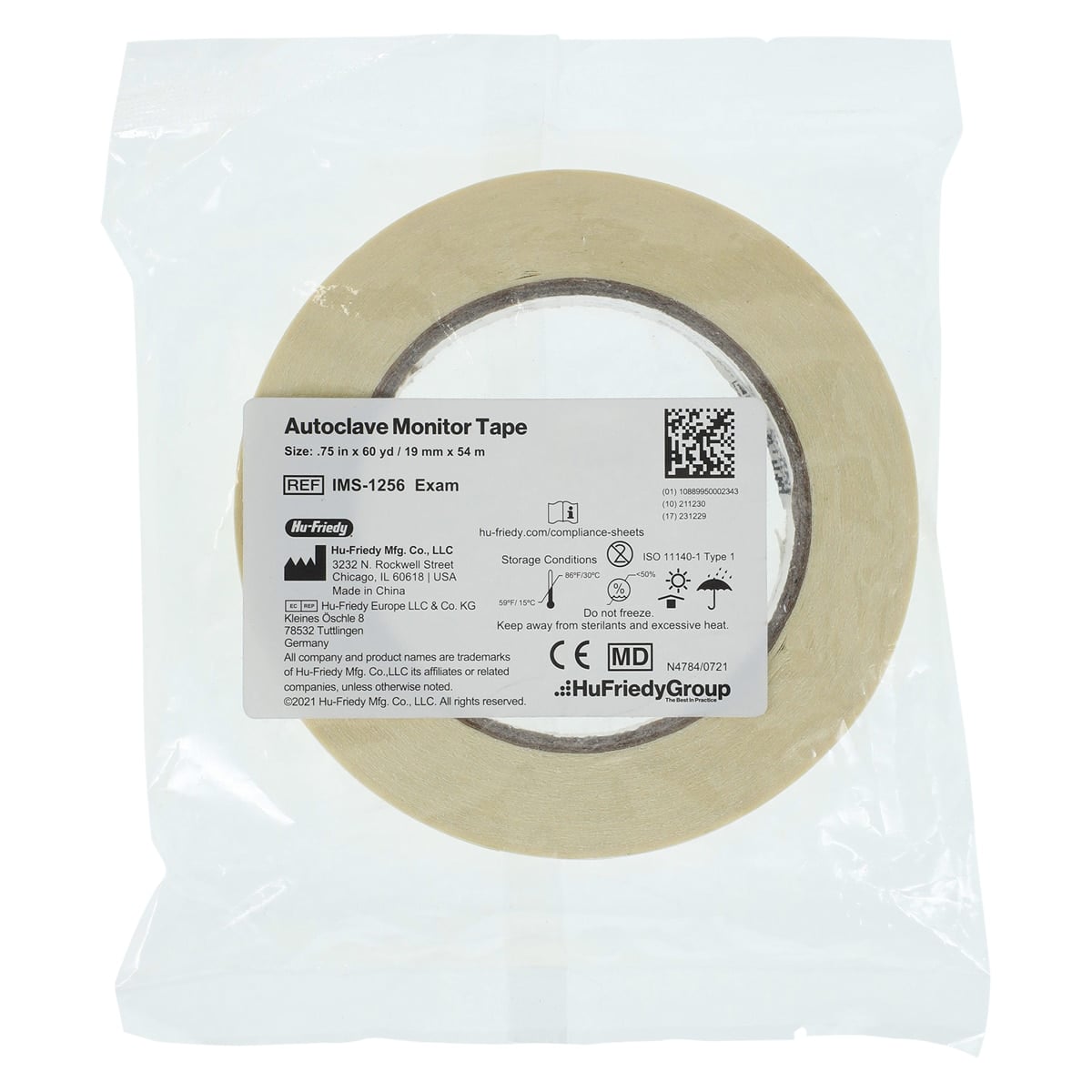 Hu-Friedy IMS Autoclave Monitor Tape, Exam, 3/4" (19 mm) x 60 yd (55 m), IMS-1256