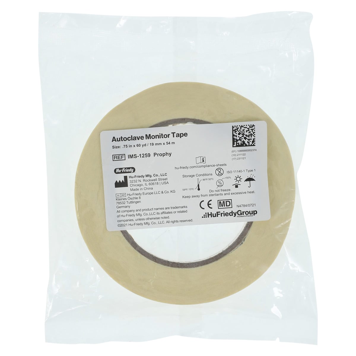 Hu-Friedy IMS Pre-Printed Monitor Tape, Prophy, 3/4" (19 mm) x 60 yd, IMS-1259
