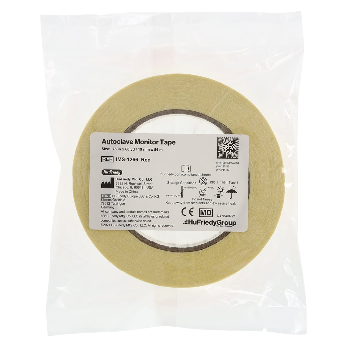 Hu-Friedy IMS Autoclave Monitor Tape, Red, 3/4" x 60 yd, IMS-1266