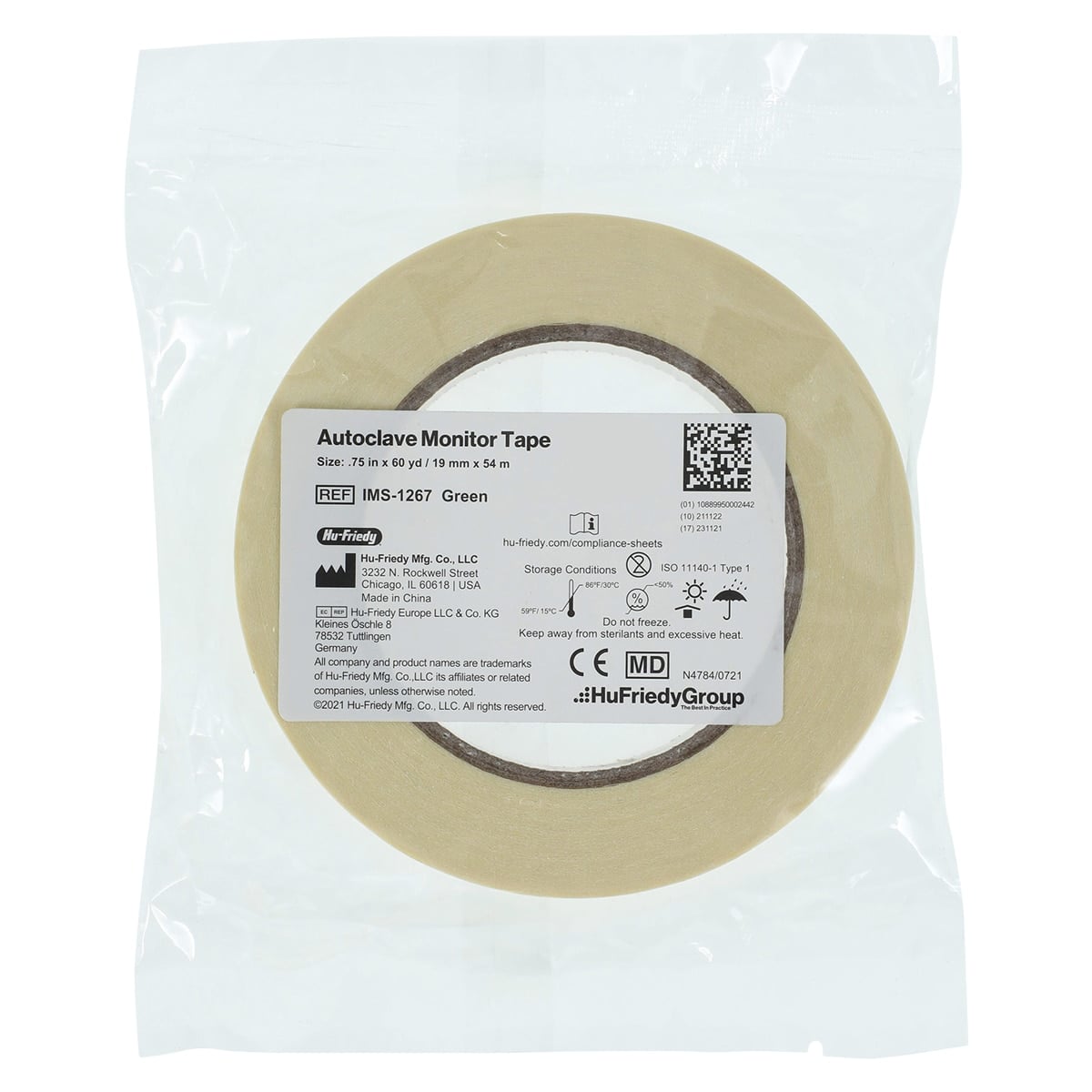 Hu-Friedy IMS Autoclave Monitor Tape, Green, 3/4" x 60 yd, IMS-1267