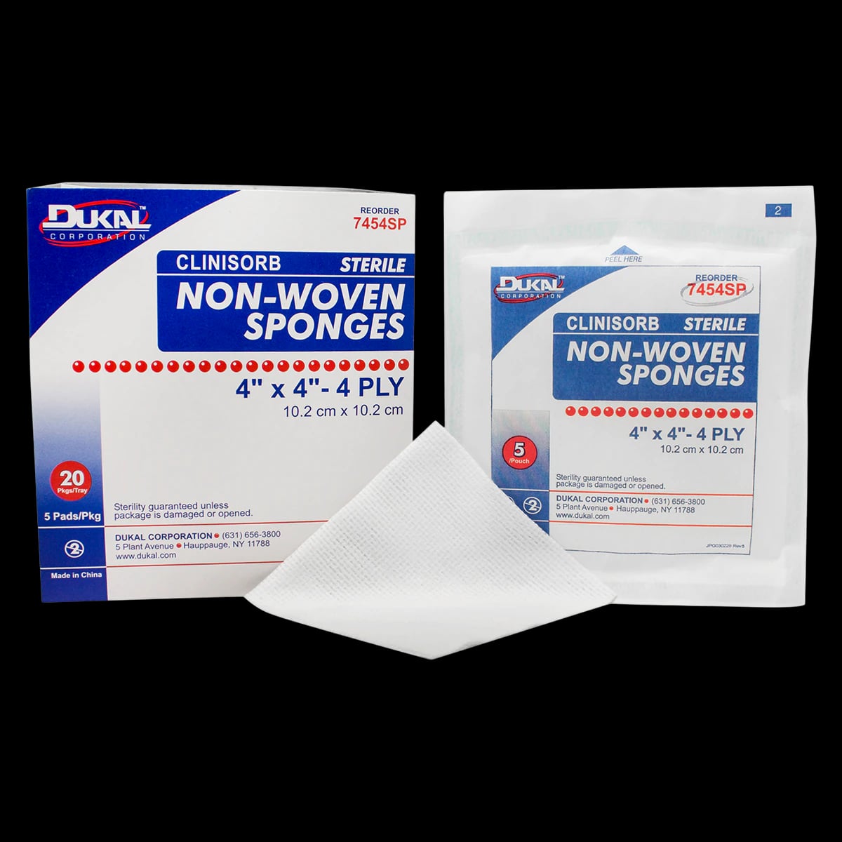 Dukal Cotton Non-Woven Sponge, 4x4", 4 Ply, Sterile