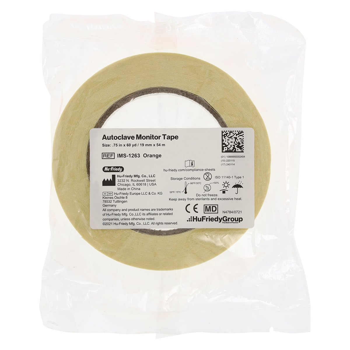 Hu-Friedy IMS Autoclave Monitor Tape, Orange, 3/4" x 60 yd, IMS-1263