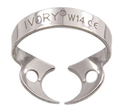 Hu-Friedy Satin Steel Rubber Dam Clamp, #W14, Wingless, Partially Erupted/Irregular Molars, 1/Pk, RDCMW14
