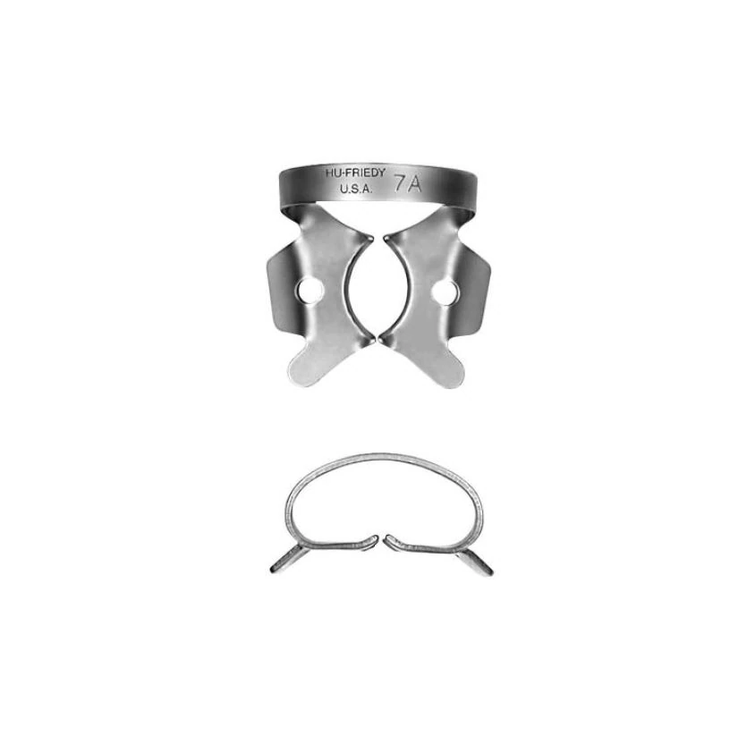 Hu-Friedy Satin Steel Rubber Dam Clamp, #7A, Winged, Large Lower Molars, 1/Pk, RDCM7A