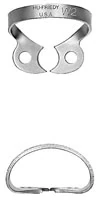 Hu-Friedy Satin Steel Rubber Dam Clamp, #W2, Wingless, Premolars, 1/Pk, RDCMW2
