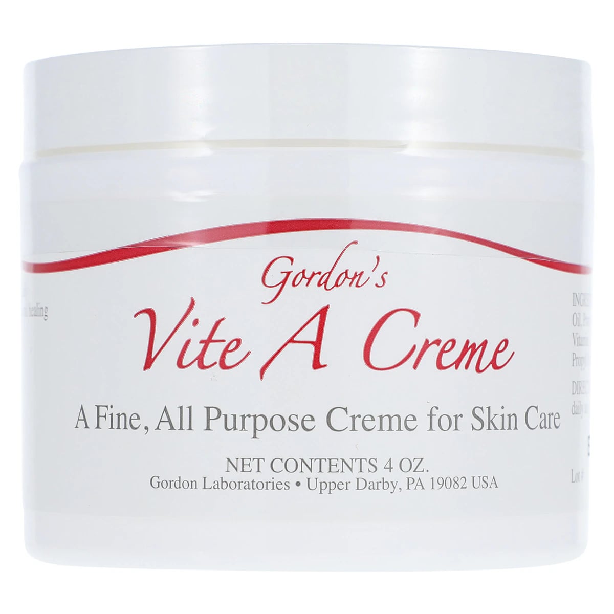 Gordon Laboratories Vite A Creme Moisturizer, Lightly Scented, 4 oz