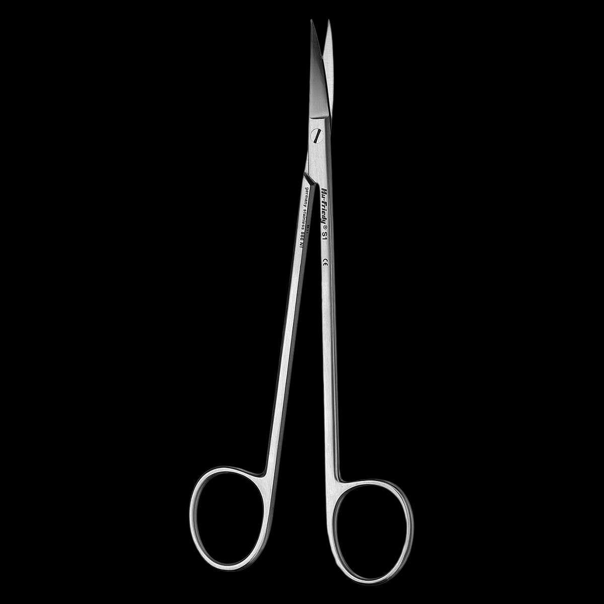 Hu-Friedy Kelly Scissors, Standard Series, Curved Pointed, #1 Serrated Blade, 6-1/4" (16 cm), 1/Pk, S1