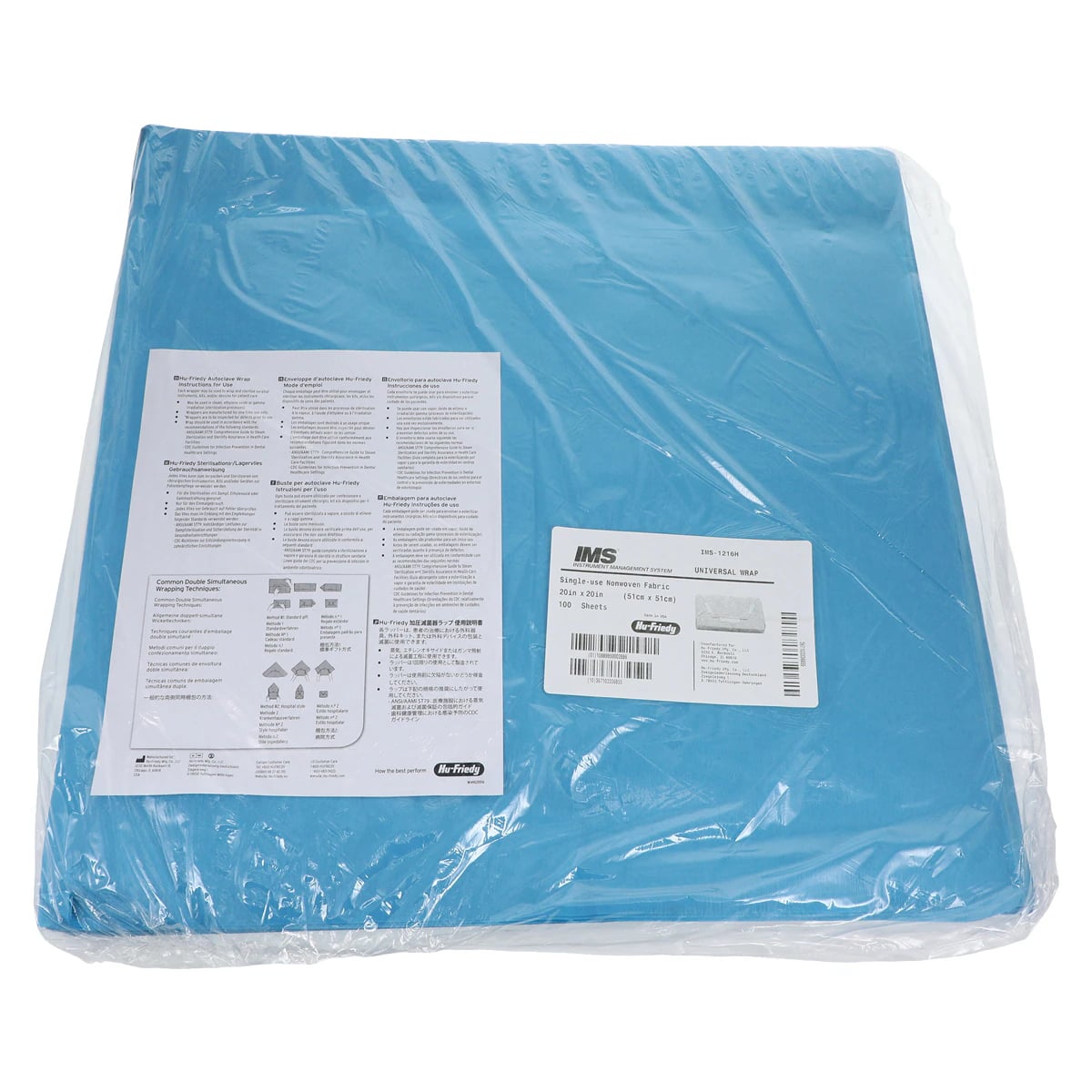 Hu-Friedy IMS Universal Sterilization Wrap, 20" x 20", 100 Sheets, IMS-1216H